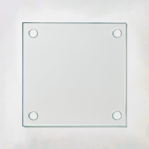 Flat Tempered Glass 5'' x 5'', 4 pre-drilled 3/8 holes