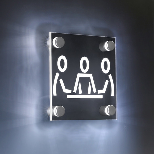 4 - WHITE LED Standoffs (1'' x 1'' Silver satin aluminum finish) Mount Kit Supports Signs Up To 3/8'' Thick, Wall Mount, Low Voltage transformer included. [Required Material Hole Size: 7/8'']