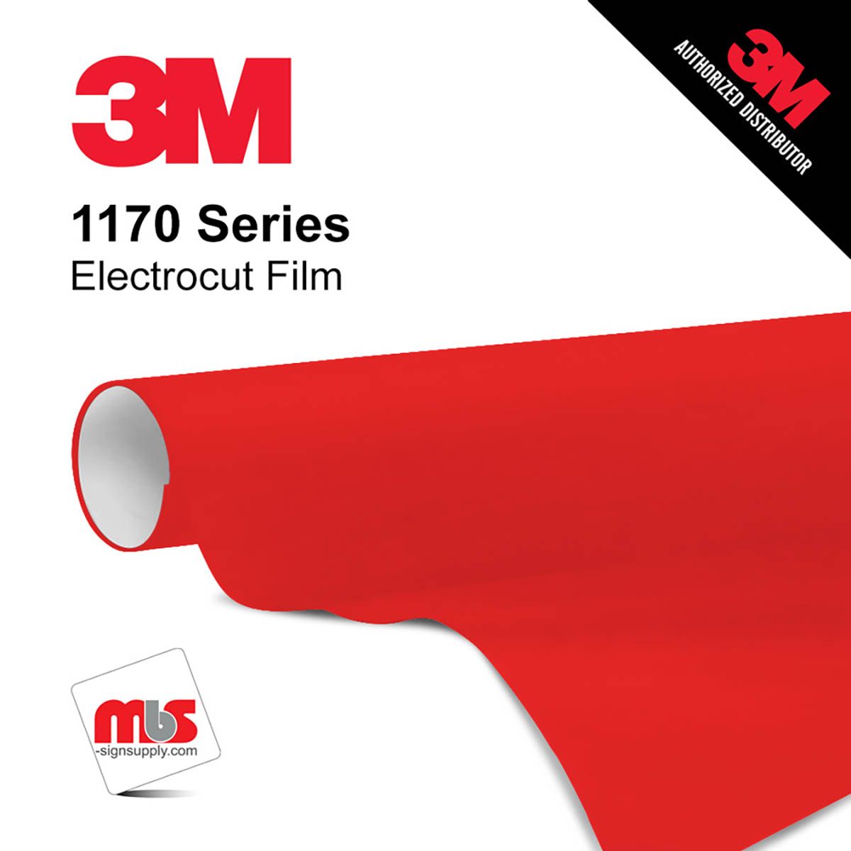 15'' x 50 Yards 3M™ 1170 ElectroCut™ Gloss Red 7 year Unpunched 2 Mil Cast Graphic Vinyl Film (Color Code 072)
