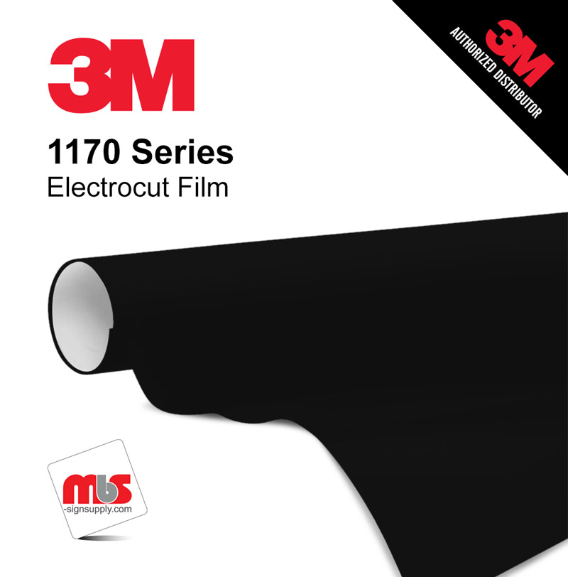 30'' x 50 Yards 3M™ 1170 ElectroCut™ Gloss Black 7 year Unpunched 2 Mil Cast Graphic Vinyl Film (Color Code 078)