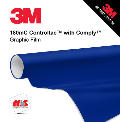 15'' x 10 Yards 3M™ 180mC Controltac™ Gloss Sapphire Blue 10 year Punched 2 Mil Cast Graphic Vinyl Film (Color Code 037)