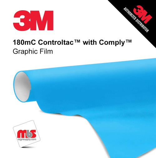 30'' x 10 Yards 3M™ 180mC Controltac™ Gloss Peacock Blue 10 year Punched 2 Mil Cast Graphic Vinyl Film (Color Code 077)