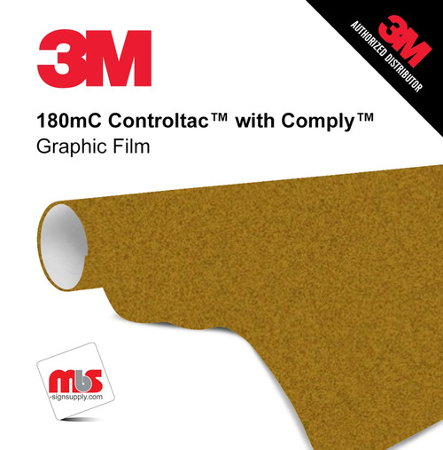 30'' x 10 Yards 3M™ 180mC Controltac™ Gloss Gold Metallic 10 year Punched 2 Mil Cast Graphic Vinyl Film (Color Code 241)