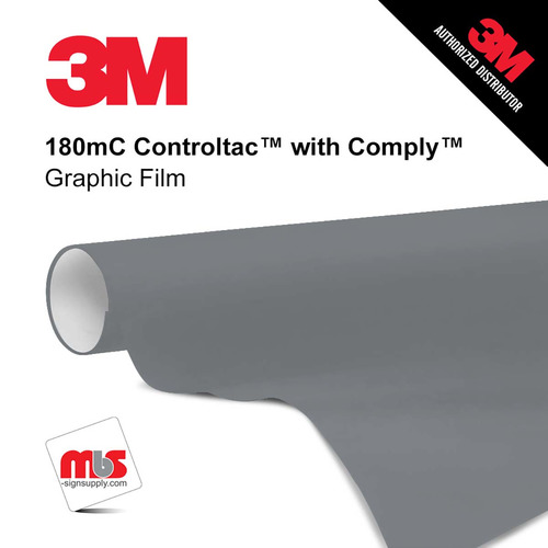 24'' x 10 Yards 3M™ 180mC Controltac™ Gloss Slate Metallic 10 year Unpunched 2 Mil Cast Graphic Vinyl Film (Color Code 201)