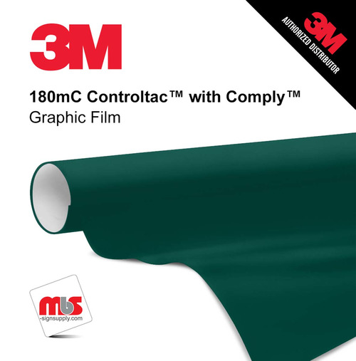30'' x 10 Yards 3M™ 180mC Controltac™ Gloss Bottle Green 10 year Unpunched 2 Mil Cast Graphic Vinyl Film (Color Code 276)