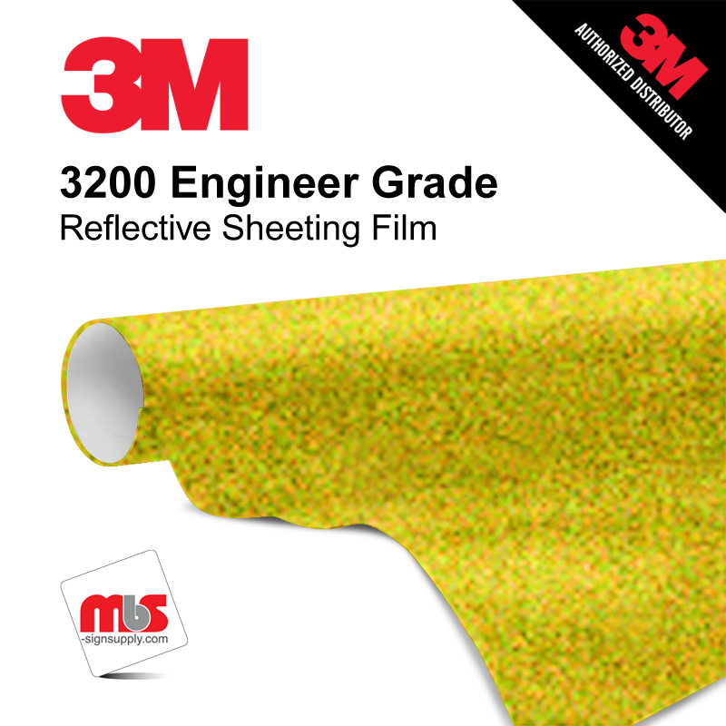 30'' x 50 Yards 3M™ 3200 Engineer Grade Sheeting Gloss Yellow 7 year Punched 7 Mil Graphic Vinyl Film (Color Code 071)