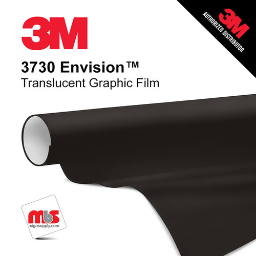 48'' x 10 Yards 3M™ 3730 Envision™ Matte Black Opaque 7 year Unpunched 2 Mil Cast Graphic Vinyl Film (Color Code 022)