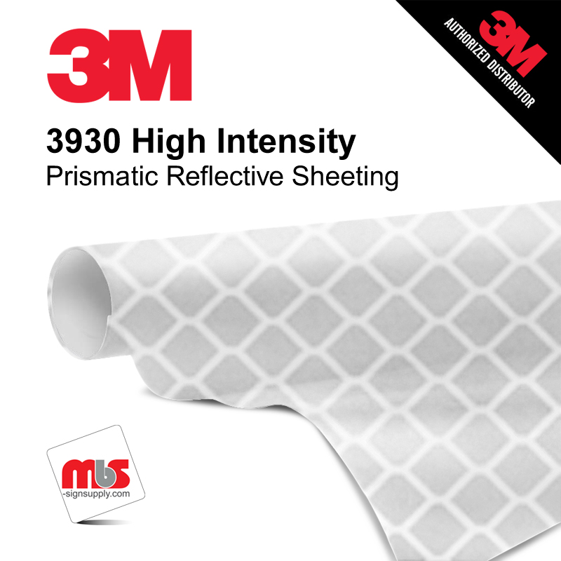 30'' x 10 Yards 3M™ 3930 High Intensity Prismatic Sheeting Gloss White 10 year Unpunched 17 Mil Graphic Vinyl Film (Color Code 030)