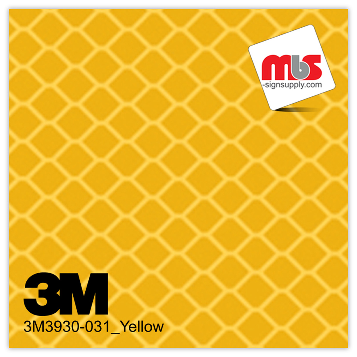 15'' x 10 Yards 3M™ 3930 High Intensity Prismatic Sheeting Gloss Yellow 10 year Unpunched 17 Mil Graphic Vinyl Film (Color Code 031)