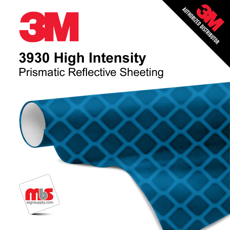 15'' x 10 Yards 3M™ 3930 High Intensity Prismatic Sheeting Gloss Blue 10 year Unpunched 17 Mil Graphic Vinyl Film (Color Code 035)