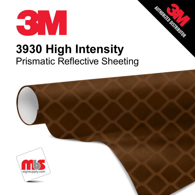 15'' x 10 Yards 3M™ 3930 High Intensity Prismatic Sheeting Gloss Brown 10 year Unpunched 17 Mil Graphic Vinyl Film (Color Code 039)