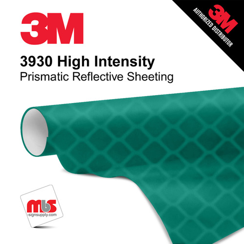30'' x 10 Yards 3M™ 3930 High Intensity Prismatic Sheeting Gloss Green 10 year Punched 17 Mil Graphic Vinyl Film (Color Code 037)