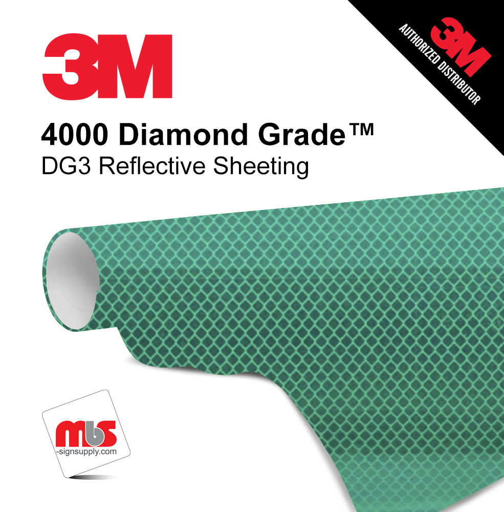 24'' x 50 Yards 3M™ 4000 Diamond Grade Gloss Green 12 year Unpunched 17.5 Mil Graphic Vinyl Film (Color Code 097)