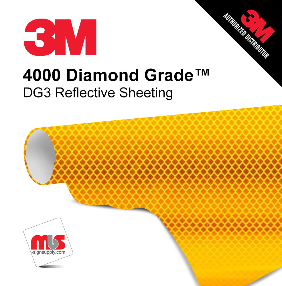 24'' x 50 Yards 3M™ 4000 Diamond Grade Gloss Yellow 12 year Unpunched 17.5 Mil Graphic Vinyl Film (Color Code 091)