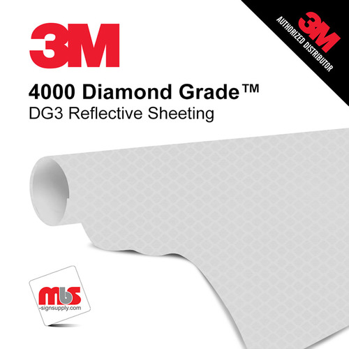 24'' x 50 Yards 3M™ 4000 Diamond Grade Gloss White 12 year Punched 17.5 Mil Graphic Vinyl Film (Color Code 090)