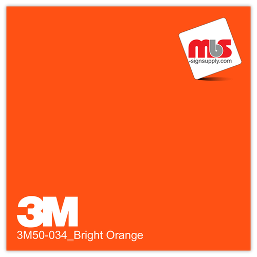 30'' x 10 Yards 3M™ Series 50 Scotchcal Gloss Bright Orange 5 Year Punched 3 Mil Calendered Graphic Vinyl Film (Color Code 034)