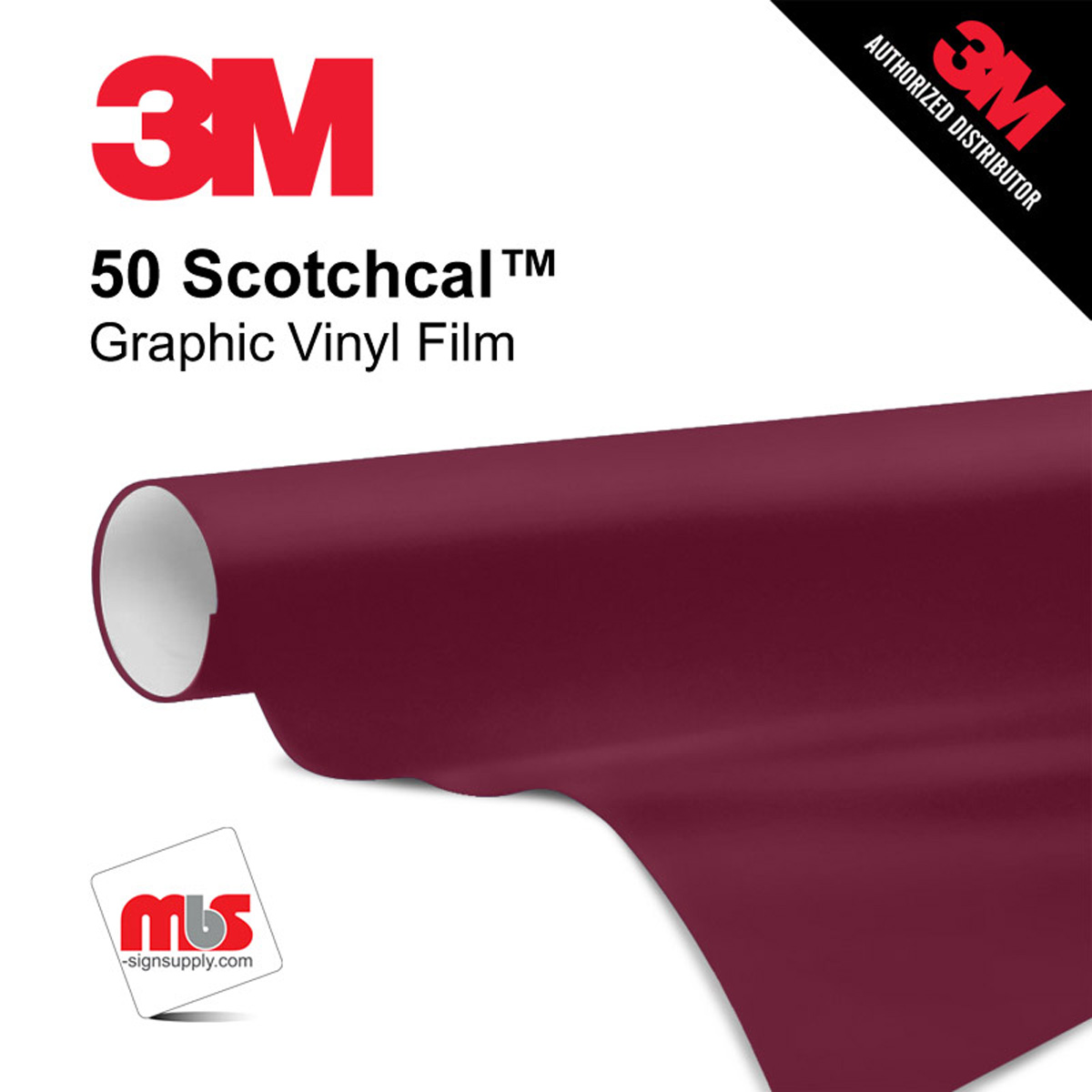 30'' x 50 Yards 3M™ Series 50 Scotchcal Gloss Burgundy 5 Year Punched 3 Mil Calendered Graphic Vinyl Film (Color Code 049)