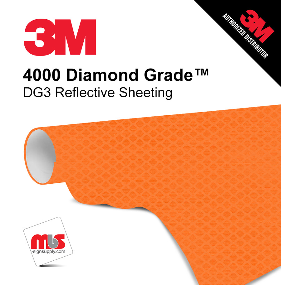 24'' x 50 Yards 3M™ 4000 Diamond Grade Gloss Fluorescent 12 year Unpunched 17.5 Mil Graphic Vinyl Film (Color Code 084)