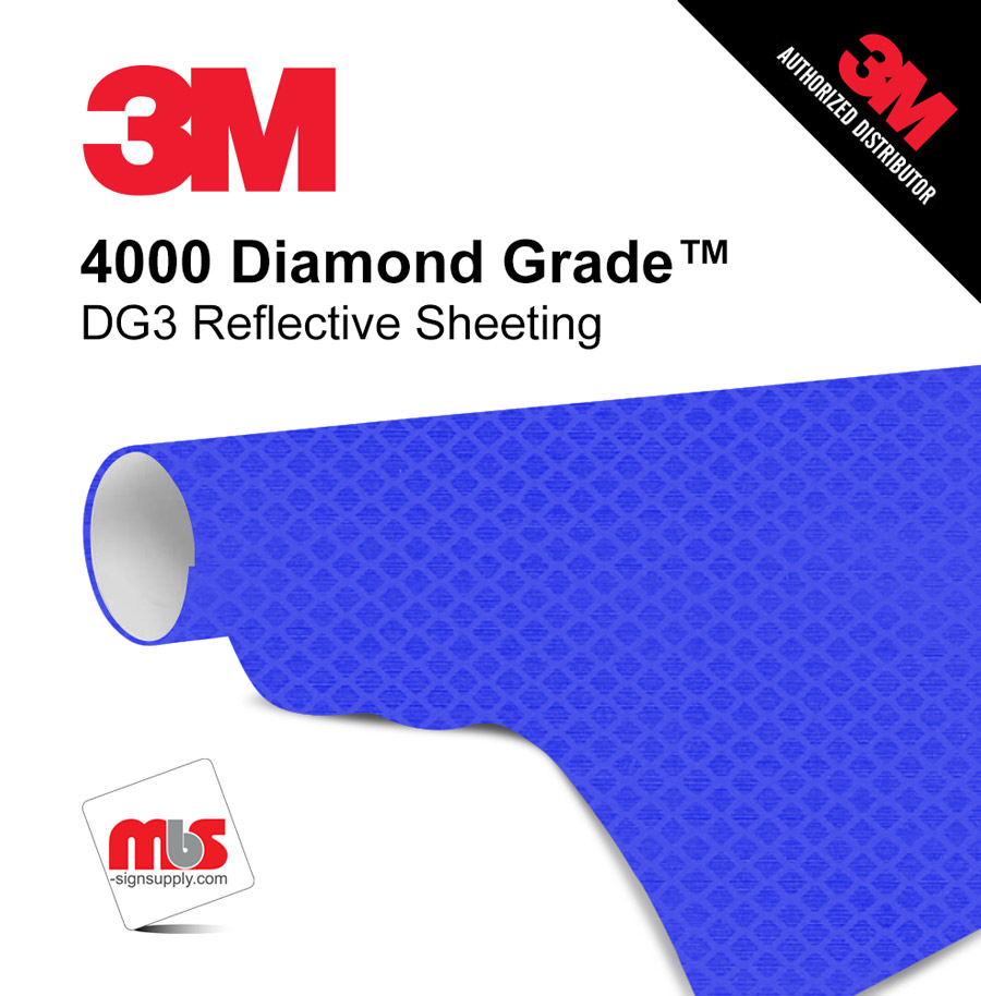 24'' x 50 Yards 3M™ 4000 Diamond Grade Gloss Blue 12 year Unpunched 17.5 Mil Graphic Vinyl Film (Color Code 095)