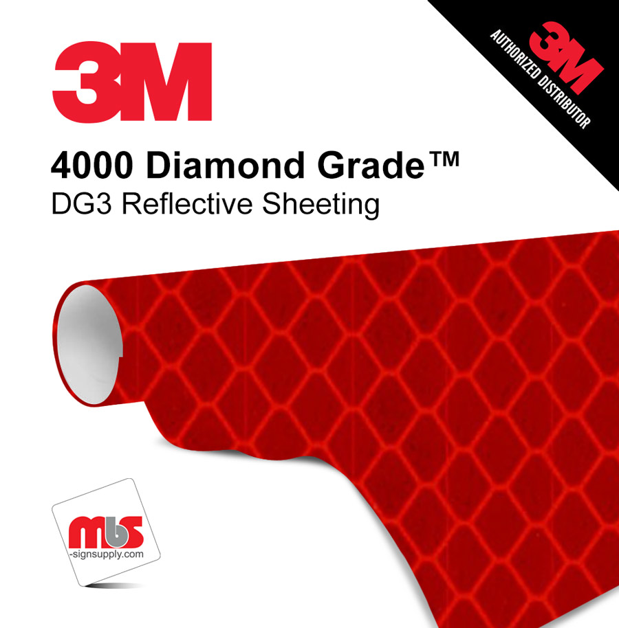 24'' x 50 Yards 3M™ 4000 Diamond Grade Gloss Red 12 year Unpunched 17.5 Mil Graphic Vinyl Film (Color Code 092)