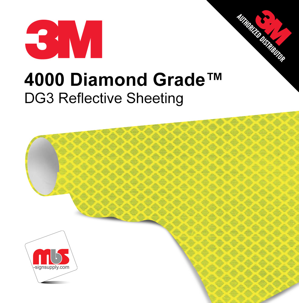 36'' x 50 Yards 3M™ 4000 Diamond Grade Gloss Fluorescent 12 year Unpunched 17.5 Mil Graphic Vinyl Film (Color Code 083)