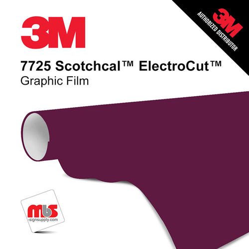 15'' x 10 Yards 3M™ 7725 Scotchcal™ ElectroCut™ Gloss Burgundy 8 year Unpunched 2 Mil Cast Graphic Vinyl Film (Color Code 058)