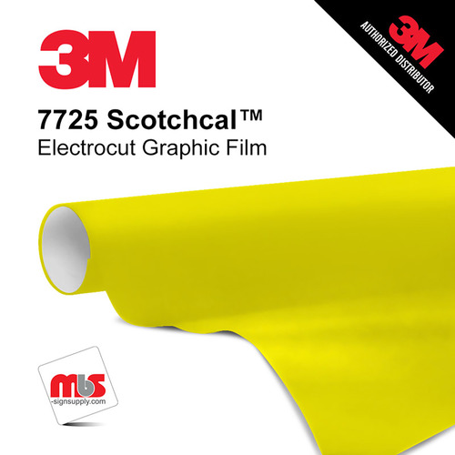 15'' x 10 Yards 3M™ 7725 Scotchcal™ ElectroCut™ Gloss Light Lemon Yellow 8 year Unpunched 2 Mil Cast Graphic Vinyl Film (Color Code 065)