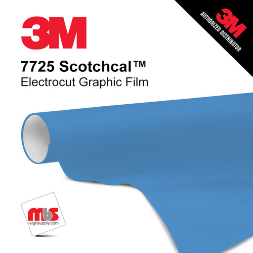 15'' x 10 Yards 3M™ 7725 Scotchcal™ ElectroCut™ Gloss Light Blue 8 year Punched 2 Mil Cast Graphic Vinyl Film (Color Code 107)