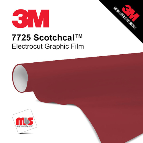 15'' x 50 Yards 3M™ 7725 Scotchcal™ ElectroCut™ Gloss Imperial Red 8 year Punched 2 Mil Cast Graphic Vinyl Film (Color Code 093)