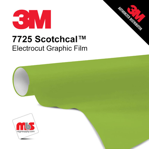 15'' x 10 Yards 3M™ 7725 Scotchcal™ ElectroCut™ Gloss Lime Green 8 year Punched 2 Mil Cast Graphic Vinyl Film (Color Code 136)