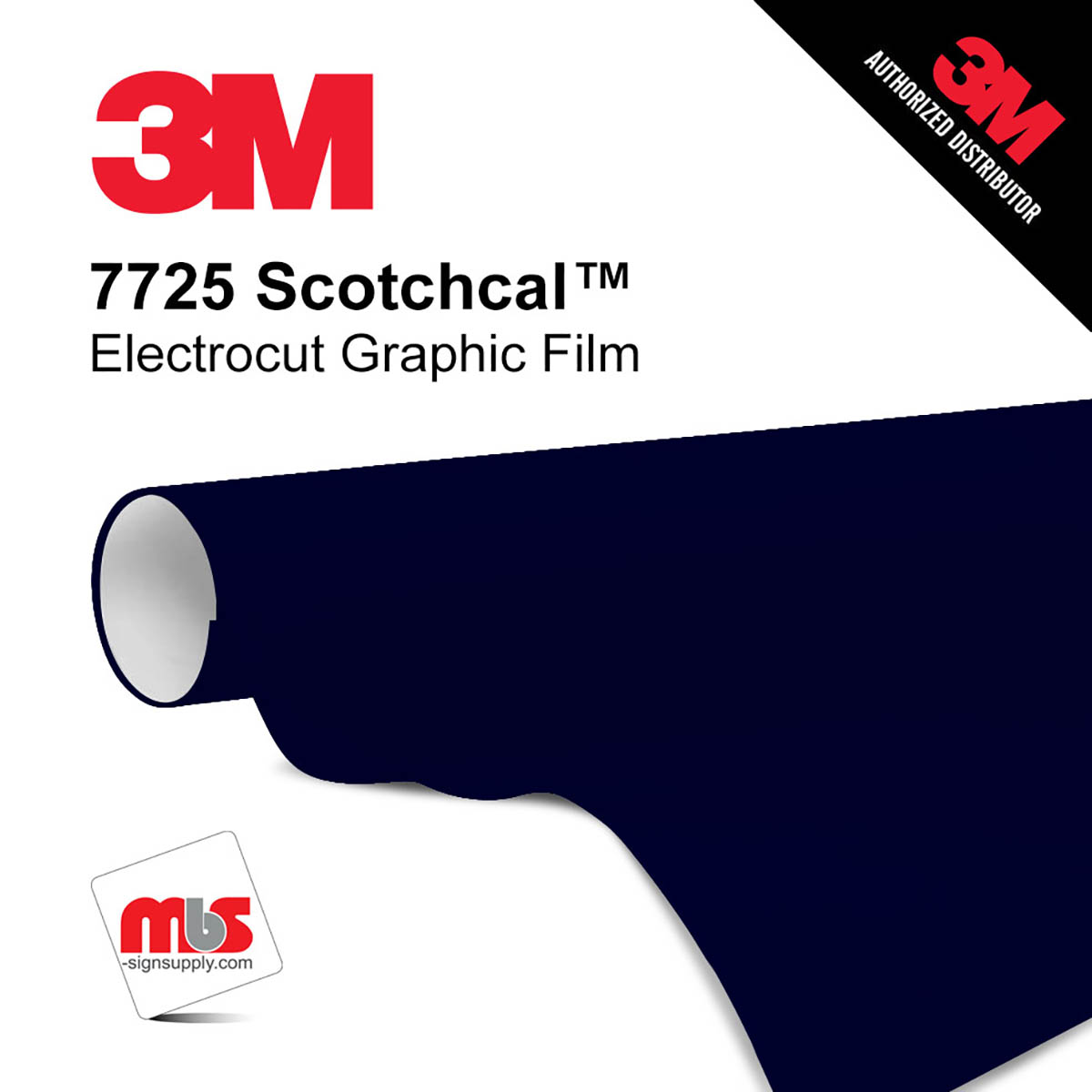 48'' x 10 Yards 3M™ 7725 Scotchcal™ ElectroCut™ Gloss Dark Blue 8 year Unpunched 2 Mil Cast Graphic Vinyl Film (Color Code 217)