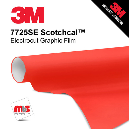 15'' x 10 Yards 3M™ 7725 Scotchcal™ ElectroCut™ Fluorescent Red-Orange 8 year Unpunched 3.2 Mil Cast Graphic Vinyl Film (Color Code 414)