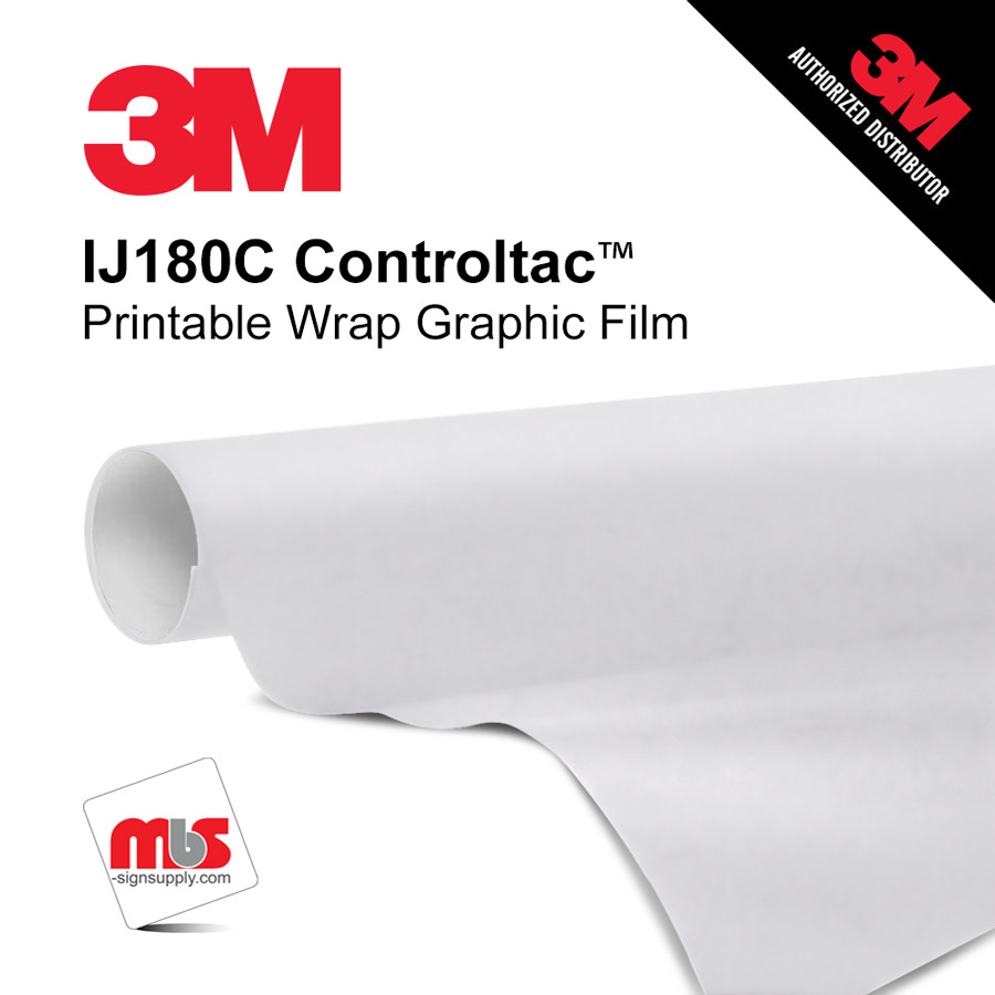 54'' x 25 Yards 3M™ IJ180C Controltac™ 2 Mil Cast Unpunched 10 year Indoor/Outdoor Luster White Printable Vinyl (Color Code 010)