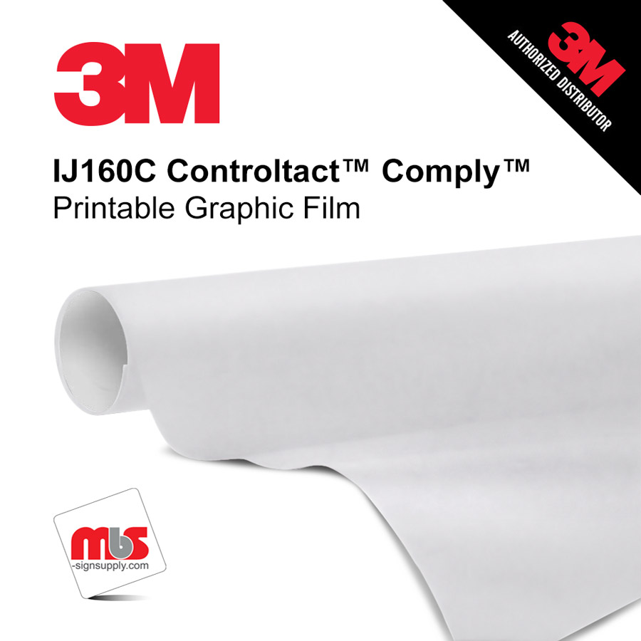 48'' x 50 Yards 3M™ IJ160C Controltac™ w/ Comply 4.0 Mil Calendered Unpunched 7 year Indoor/Outdoor Matte White Printable Vinyl (Color Code 010)