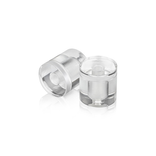 1'' Diameter X 3/4'' Barrel Length, Clear Acrylic Standoff. Easy Fasten Standoff (For Inside Use Only) Tamper Proof [Required Material Hole Size: 7/16'']