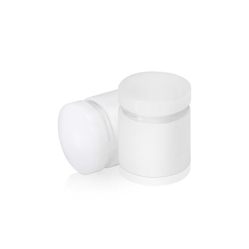 1'' Diameter X 3/4'' Barrel Length, White Acrylic Standoff. Easy Fasten Standoff (For Inside Use Only) Tamper Proof [Required Material Hole Size: 7/16'']