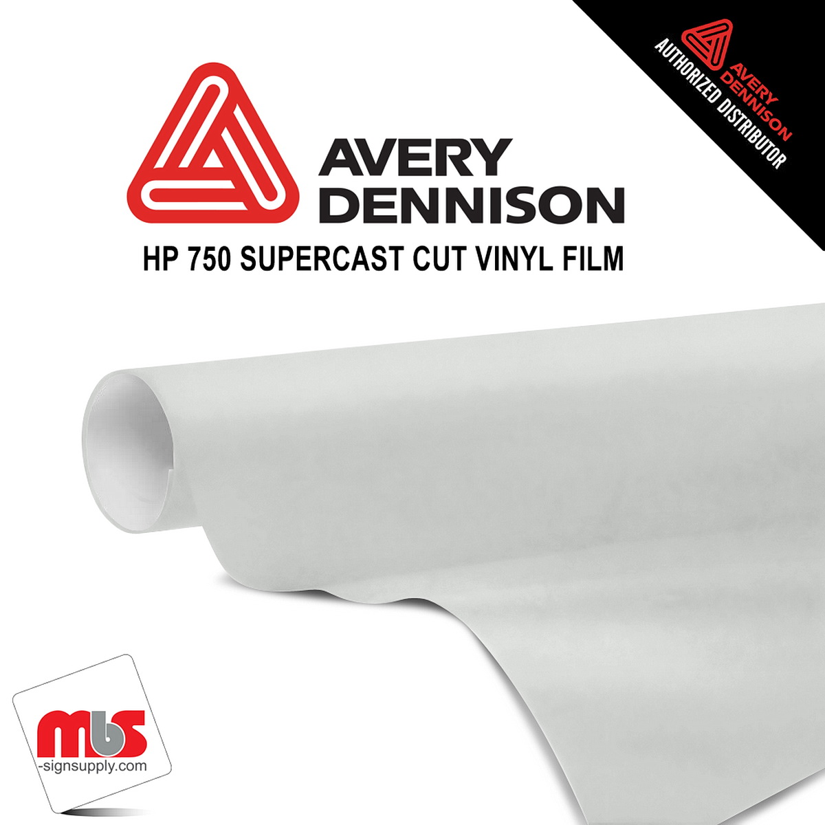12'' x 10 yards Avery HP750 High Gloss Cover White 6 year Long Term Unpunched 3.0 Mil Calendered Cut Vinyl (Color Code 108)