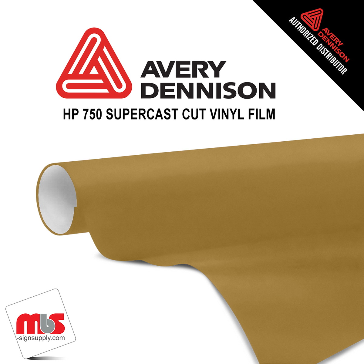 15'' x 10 yards Avery HP750 High Gloss Gold 3 year Long Term Punched 3.0 Mil Calendered Cut Vinyl (Color Code 215)