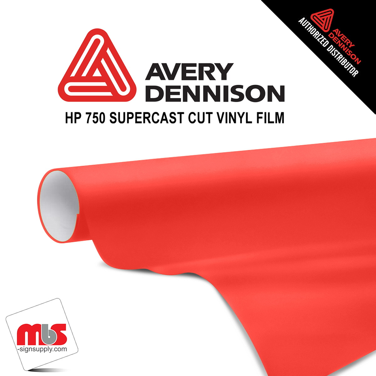 12'' x 10 yards Avery HP750 High Gloss Tangerine 6 year Long Term Unpunched 3.0 Mil Calendered Cut Vinyl (Color Code 315)