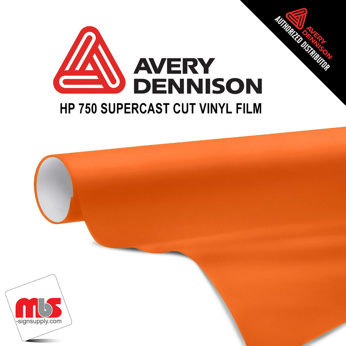12'' x 10 yards Avery HP750 High Gloss Orange 6 year Long Term Unpunched 3.0 Mil Calendered Cut Vinyl (Color Code 360)