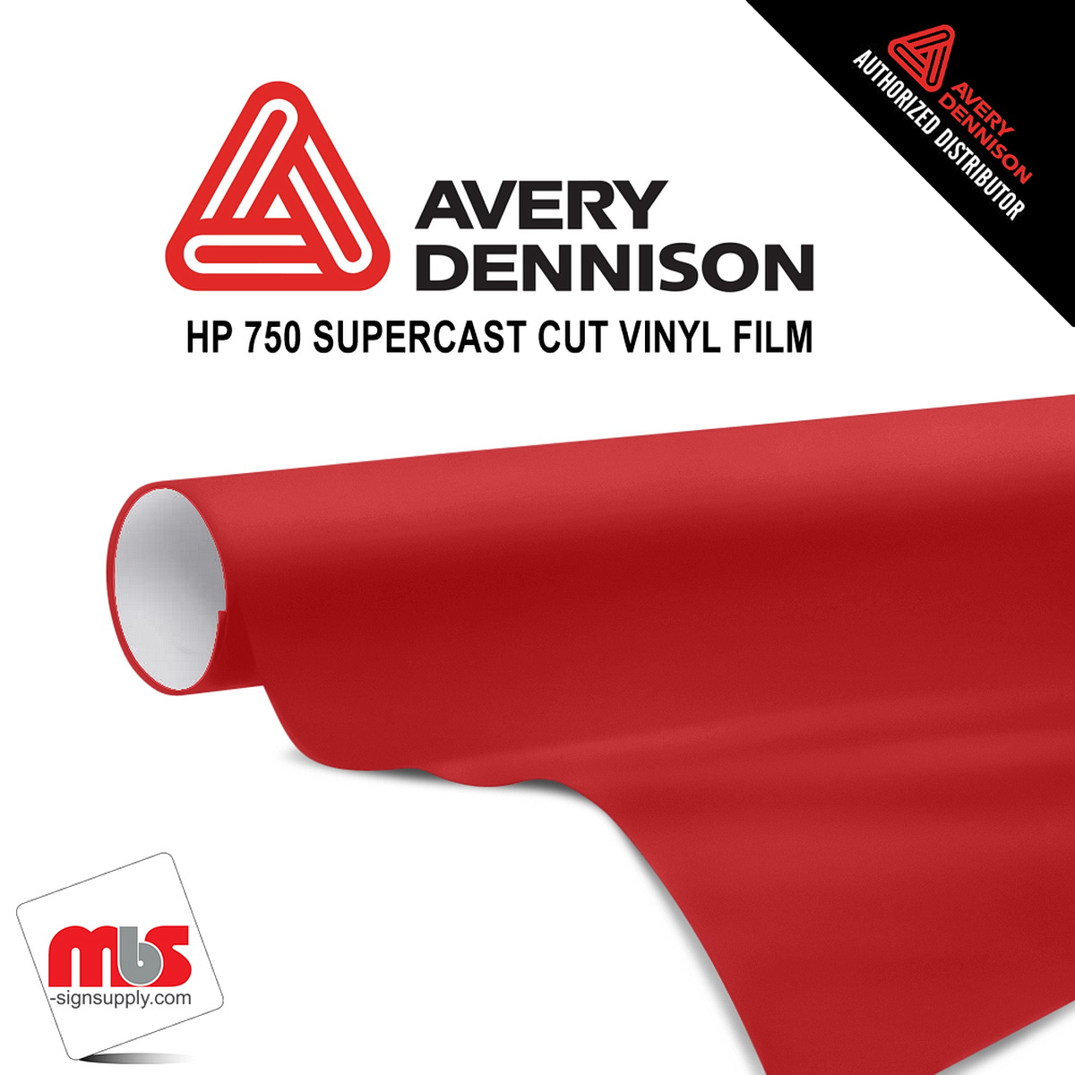 12'' x 10 yards Avery HP750 High Gloss Tomato Red 6 year Long Term Unpunched 3.0 Mil Calendered Cut Vinyl (Color Code 425)