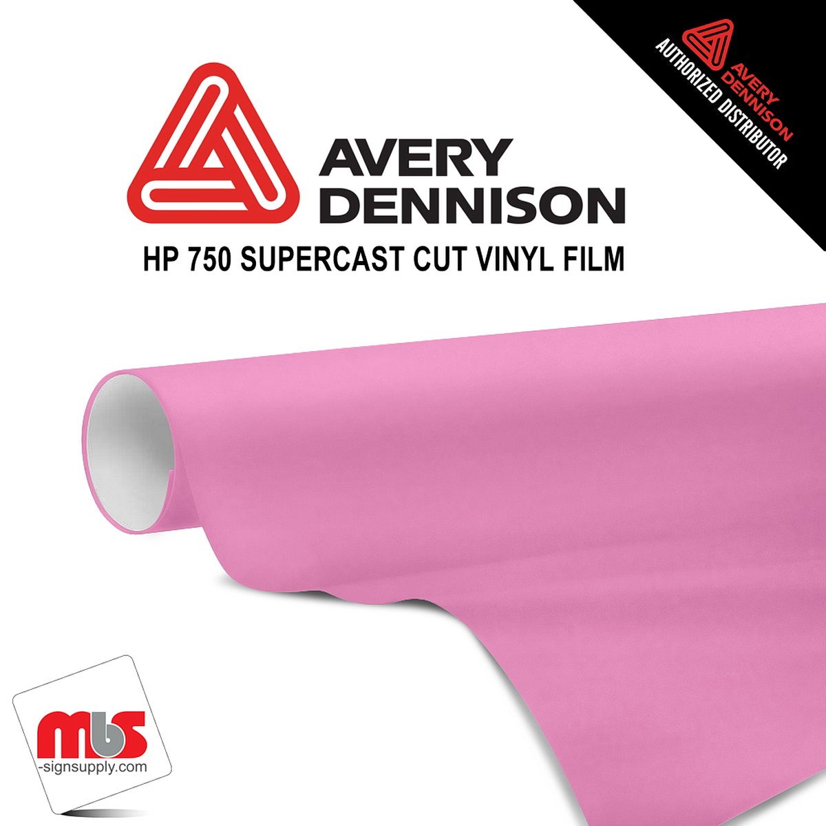 12'' x 10 yards Avery HP750 High Gloss Soft Pink 6 year Long Term Unpunched 3.0 Mil Calendered Cut Vinyl (Color Code 508)