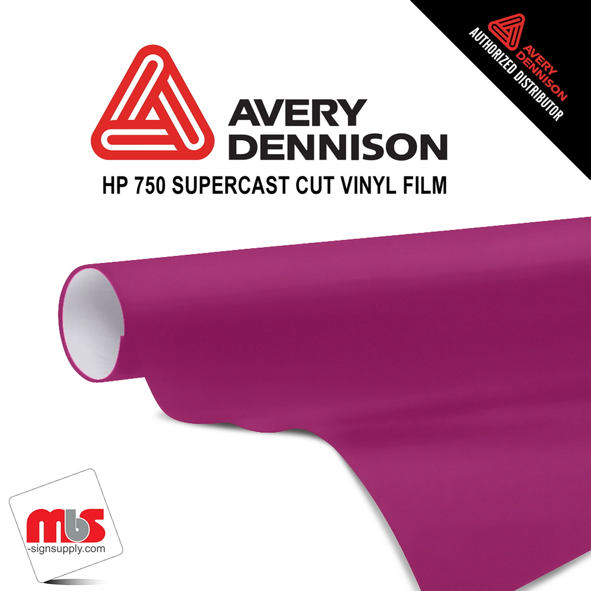 12'' x 50 yards Avery HP750 High Gloss Magenta 6 year Long Term Unpunched 3.0 Mil Calendered Cut Vinyl (Color Code 530)