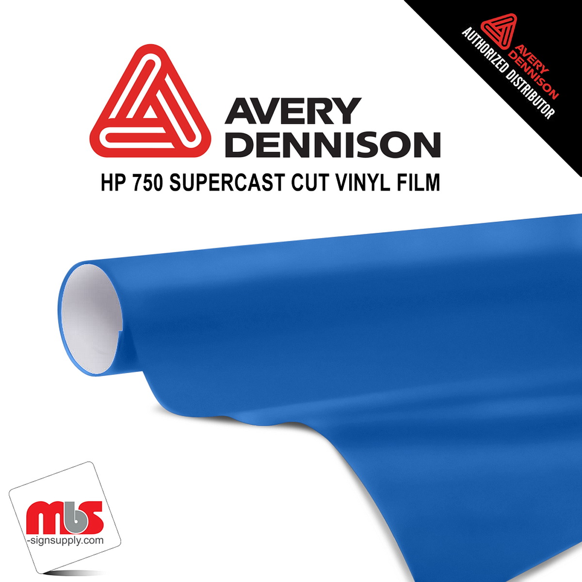 30'' x 10 yards Avery HP750 High Gloss French Blue 6 year Long Term Punched 3.0 Mil Calendered Cut Vinyl (Color Code 626)