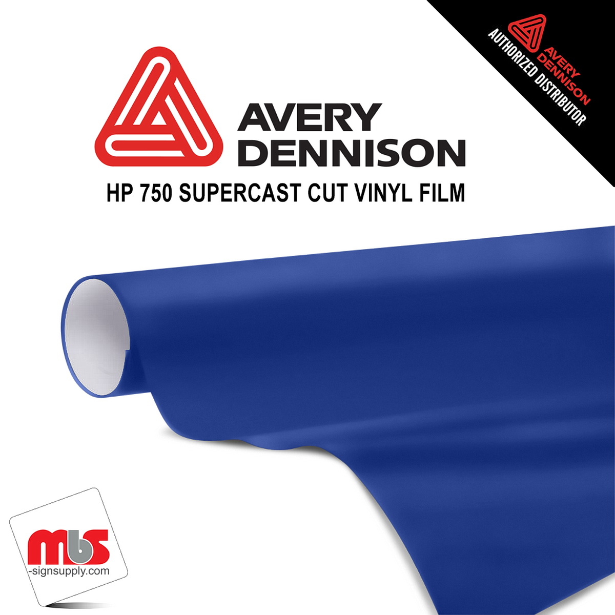 12'' x 10 yards Avery HP750 High Gloss Egyptian Blue 6 year Long Term Unpunched 3.0 Mil Calendered Cut Vinyl (Color Code 628)