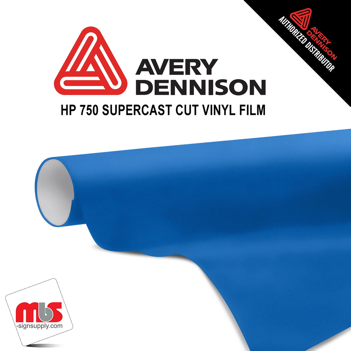 15'' x 10 yards Avery HP750 High Gloss Olympic Blue 6 year Long Term Punched 3.0 Mil Calendered Cut Vinyl (Color Code 630)