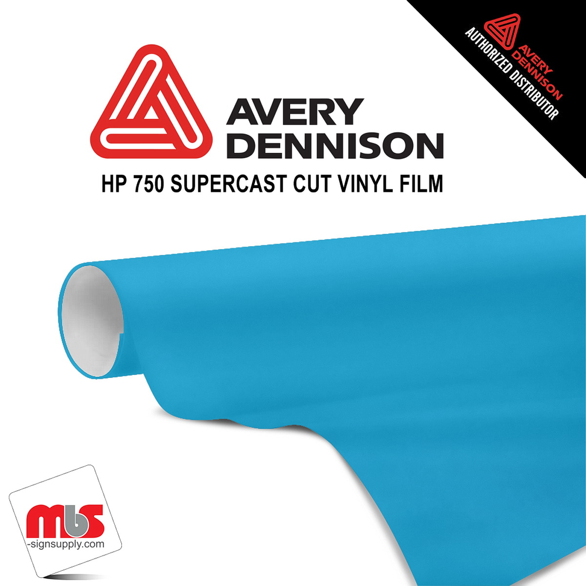 12'' x 50 yards Avery HP750 High Gloss Peacock Blue 6 year Long Term Unpunched 3.0 Mil Calendered Cut Vinyl (Color Code 645)