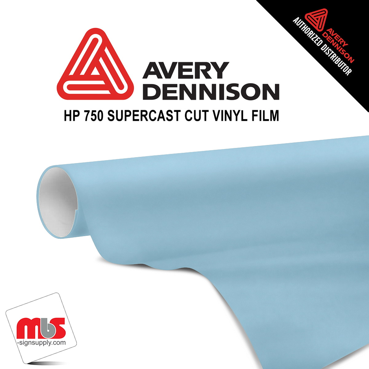 24'' x 10 yards Avery HP750 High Gloss Powder Blue 6 year Long Term Unpunched 3.0 Mil Calendered Cut Vinyl (Color Code 650)