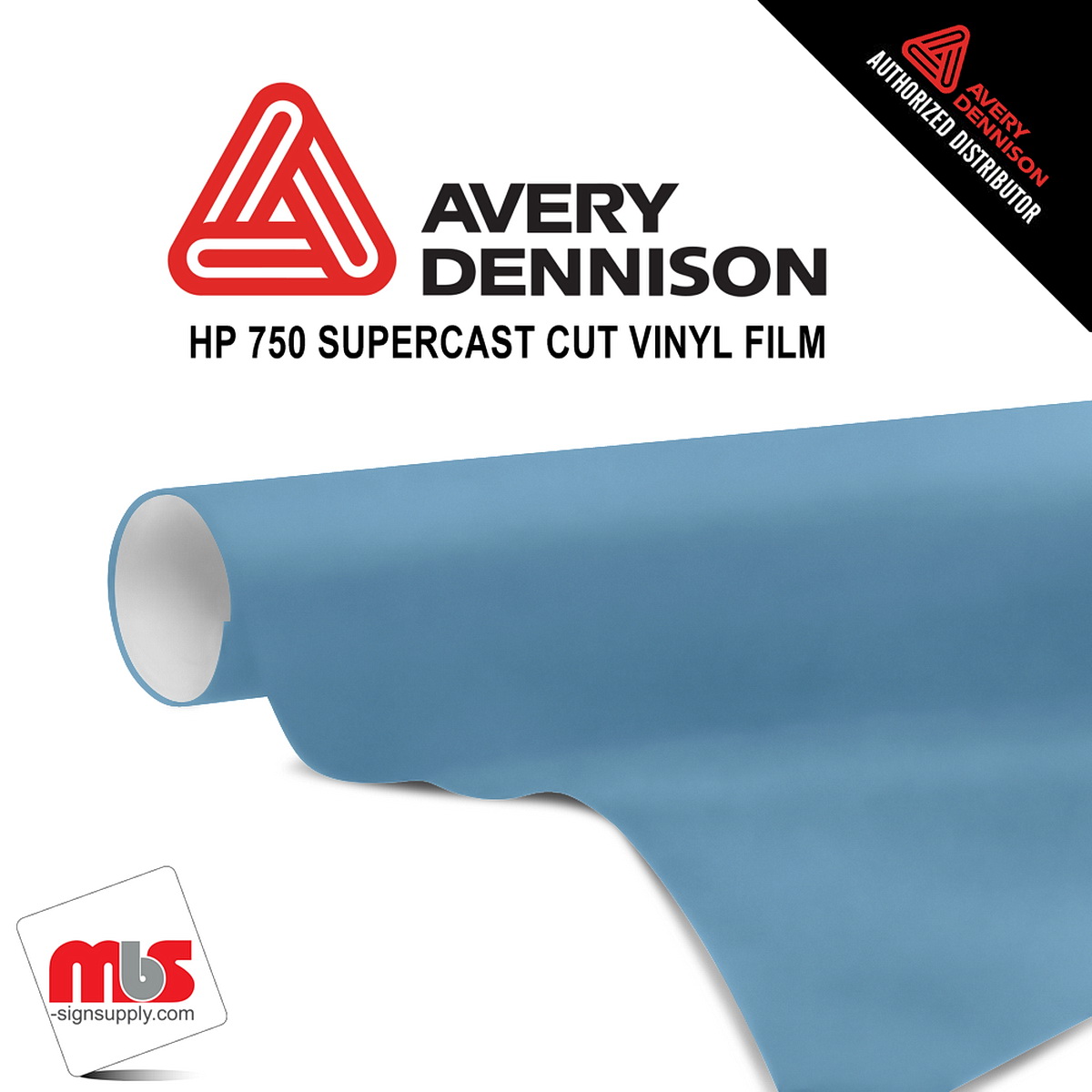 24'' x 10 yards Avery HP750 High Gloss Butterfly Blue 6 year Long Term Unpunched 3.0 Mil Calendered Cut Vinyl (Color Code 652)