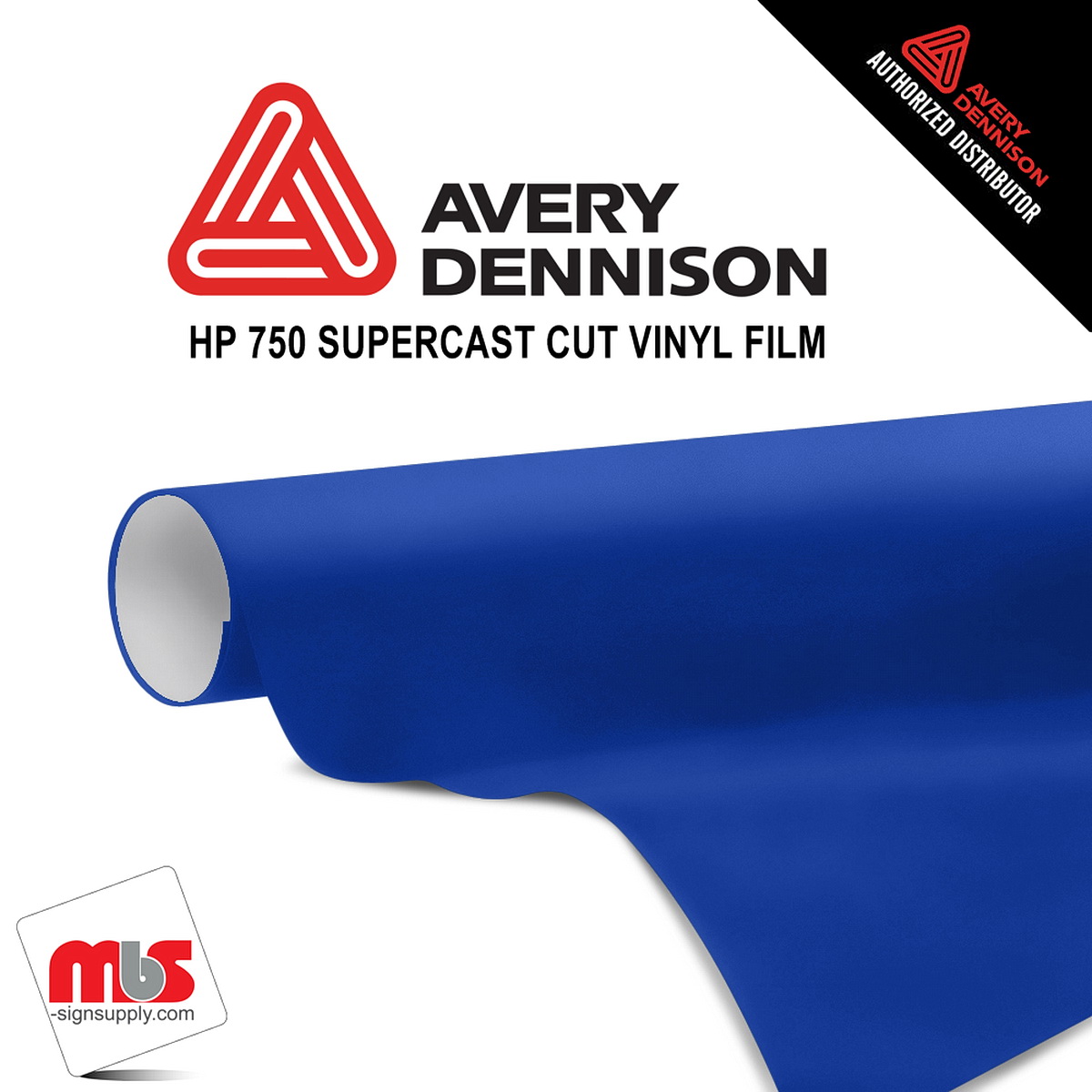 12'' x 10 yards Avery HP750 High Gloss Intense Blue 6 year Long Term Unpunched 3.0 Mil Calendered Cut Vinyl (Color Code 665)